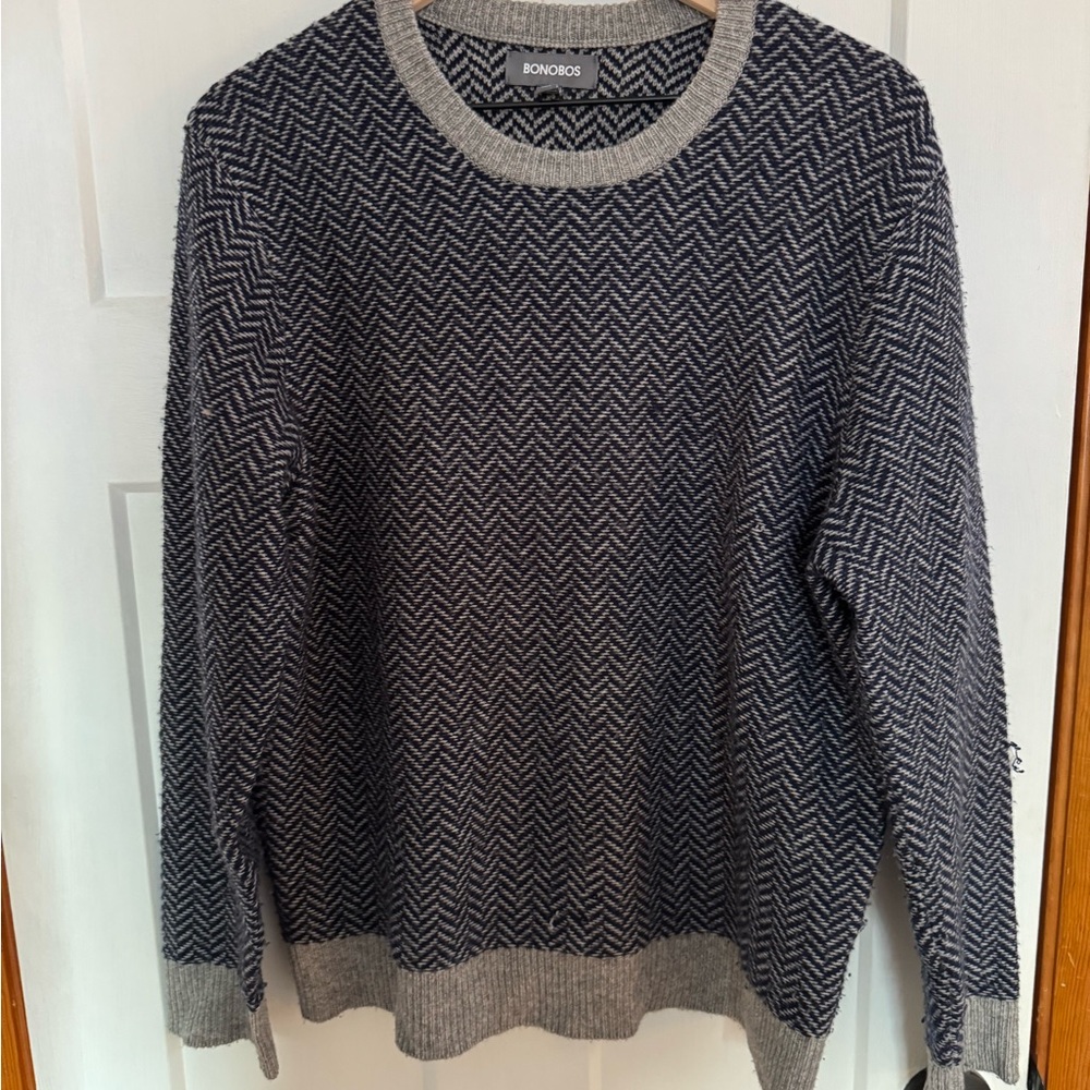 Bonobos Charcoal and Light Gray Chevron Sweater